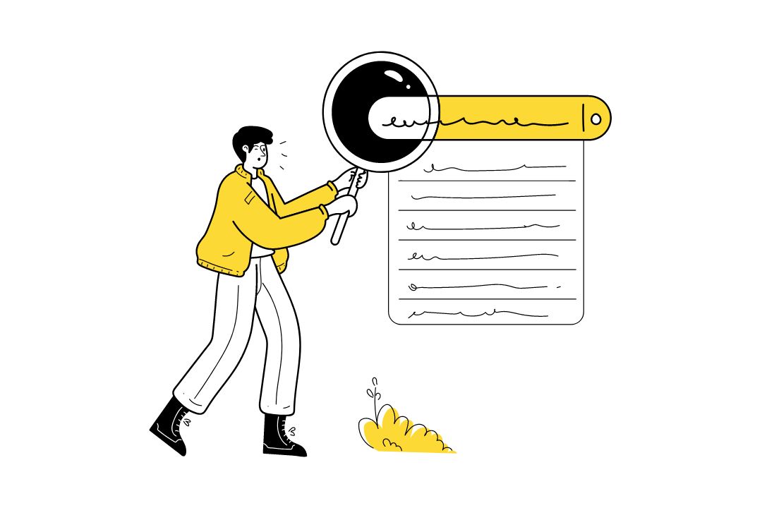 Eine Grafik die eine Person bei der SEO Optimierung zeigt